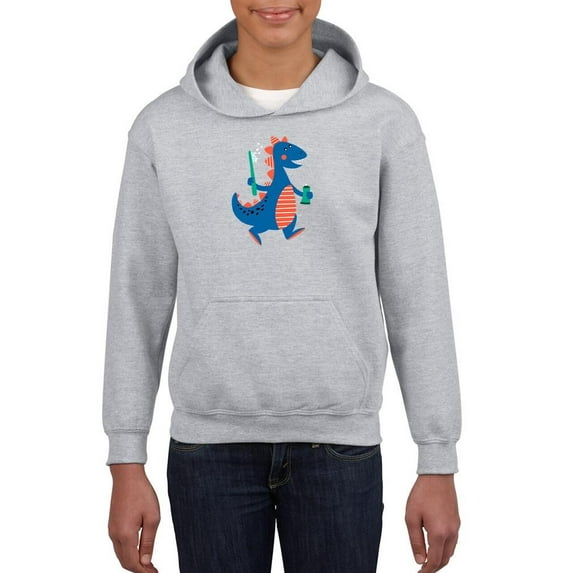 Dino With Toothbrush Hoodie Juniors -Image by Shutterstock, Large