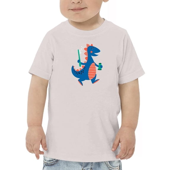 Dino With Toothbrush T-Shirt Toddler -Image by Shutterstock, 5 Toddler