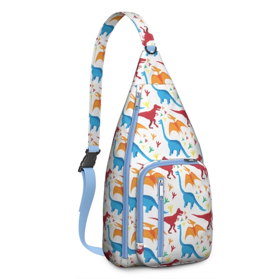 Dino World Sling Backpack&nbsp;- Colorful Prehistoric Pattern Shoulder Bag (Great for Travel)