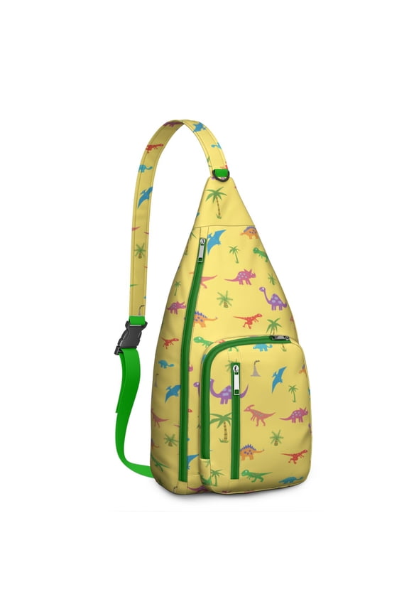 Dino World Sling Backpack&nbsp;- Colorful Prehistoric Pattern Shoulder Bag (Great for Travel)