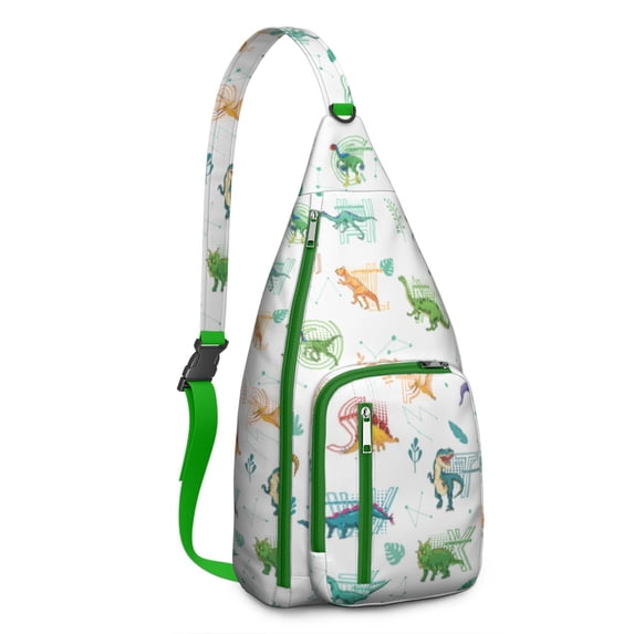 Dino World Sling Bag&nbsp;- Colorful Jurassic Print Cooler, Reusable Tote for Work & Beach Outings
