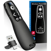 DinoFire Presentation Clicker Wireless PowerPoint Remote for PowerPoint, 2-in-1 USB Type C Powerpoint Clicker with Hyperlink & Volume Control PowerPoint Slide Advancer for Mac, Computer, Laptop