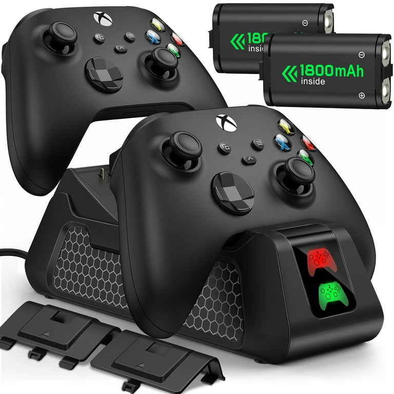 DinoFire Xbox Controller Charging Station with 2x4320mWh ( 1800mAh )  Rechargeable Battery Pack, Xbox Series X Controller Charger for Xbox Series  X