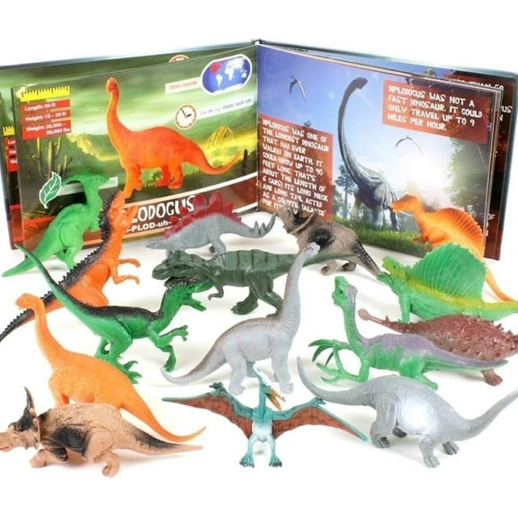 DinoMax Discovering Dinosaur Book and 16 Piece Collectible Figures Set
