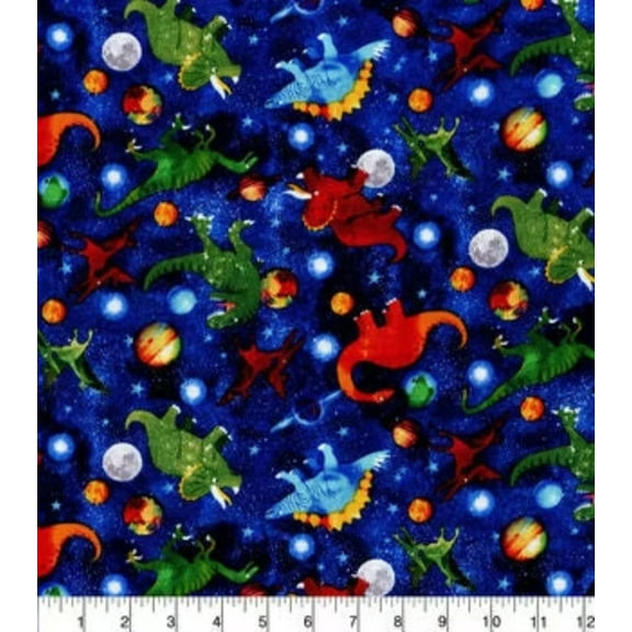 Dinos In Space Cotton Fabric