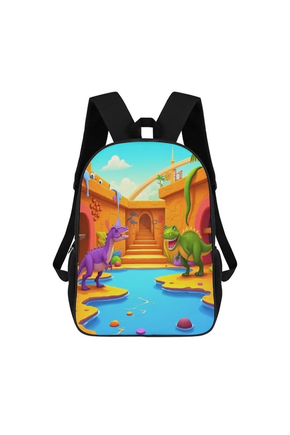 Dinos at Pool Party 17in Backpack 3D Print Student Large Capacity