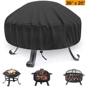 Dinosam Fire Pit Cover Round for Gas Fire Pit Cover Fits 32/34/36 in Outdoor Fireplace Cover with Adjustable Drawstring and a Storage Bag,36" x20"Outdoor Fire Pit Cover,Waterproof,Dust Proof,Anti UV