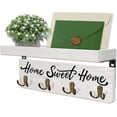 thumbnail image 1 of Key Holder for Wall, Dinosam Mail Organizer Wall Mount with Double 4 Key Hook and Mail Holder, Designer Key Rack Suitable for Entryway, Hallway, Bedroom, Living Room and Office，White, 1 of 6