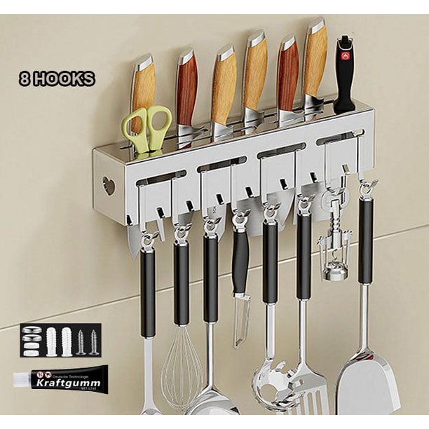 Dinosam Kitchen Knife Holder for Wall, 11.8" Stainless Steel Kitchen