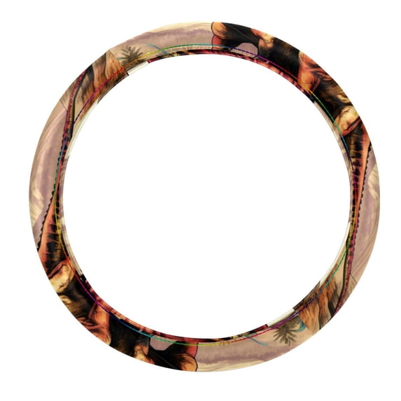 Dinosaur 14.5 Inch Printing PVC Leather Auto Accessories Steering Wheel Cover Car Wheel Cover Steering Wheel Cover