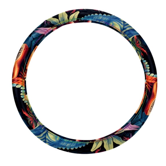 Dinosaur 14.5 Inch Printing PVC Leather Car Wheel Covers Steering Wheel Covers Auto Accessories