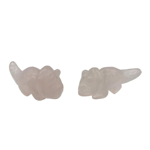 Dinosaur 2 Carved Rose Quartz Triceratops Animal Beads | 22x12x7.5mm | Pink | 2 Beads