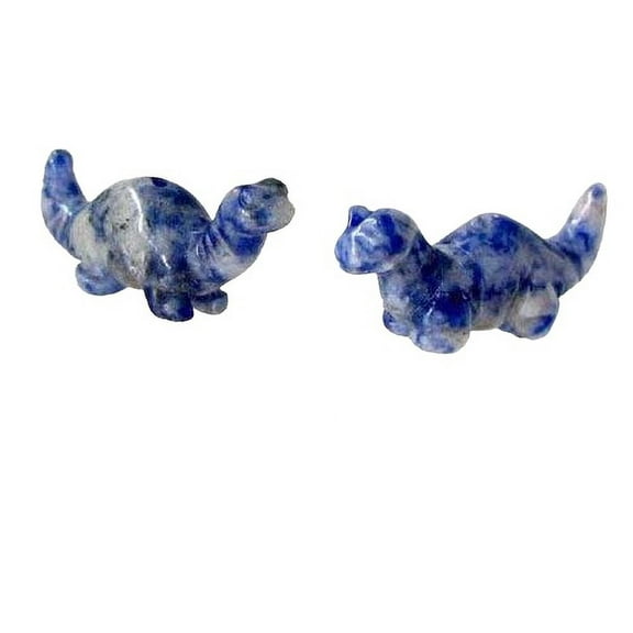 Dinosaur 2 Carved Sodalite Diplodocus Animal Beads | 21x11x8mm | Blue white | 2 Beads