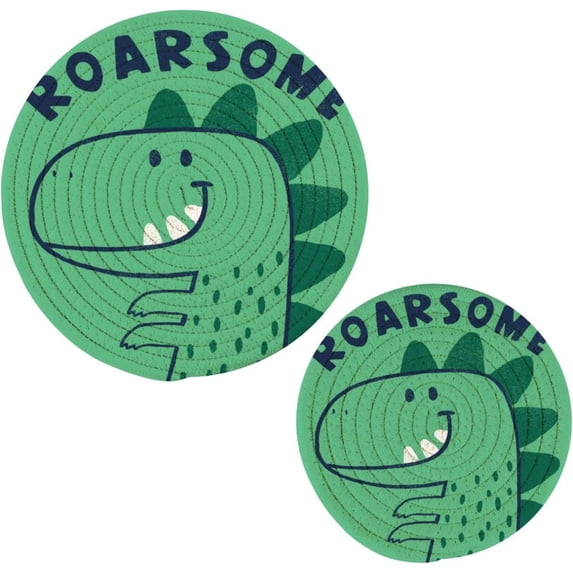 Dinosaur 2 Pack Pot Holders Trivets, Heat Resistant Hot Pads for Kitchen Table Decoration Trivets for Hot Dishes/Pot/Bowl/Teapot/Hot Pot Holders, 7" + 9.45"