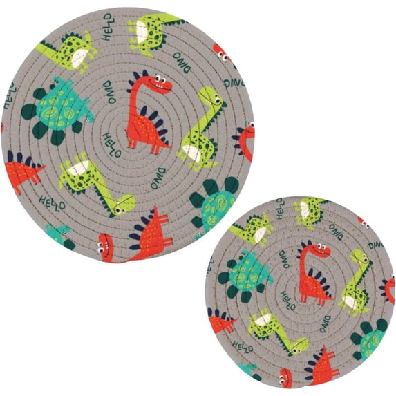 Dinosaur 2 Pack Pot Holders Trivets, Heat Resistant Hot Pads for Kitchen Table Decoration Trivets for Hot Dishes/Pot/Bowl/Teapot/Hot Pot Holders, 7" + 9.45"