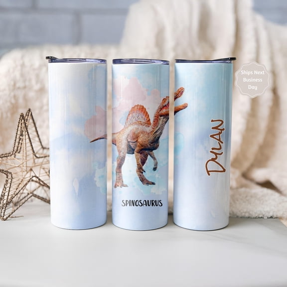 Dinosaur 20 oz Tumbler Personalized | Custom Name Kids Dino Gift | T-Rex Raptor