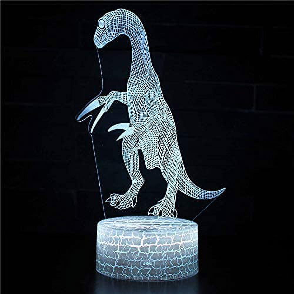 Dinosaur 3D Night Light 16 Color Change Lamp Acrylic Flat ABS Base USB Charger Home Decoration Toy Brithday Kid Children Gift