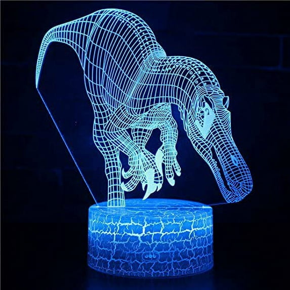 Dinosaur 3D Night Light 16 Color Change Lamp Acrylic Flat ABS Base USB Charger Home Decoration Toy Brithday Kid Children Gift