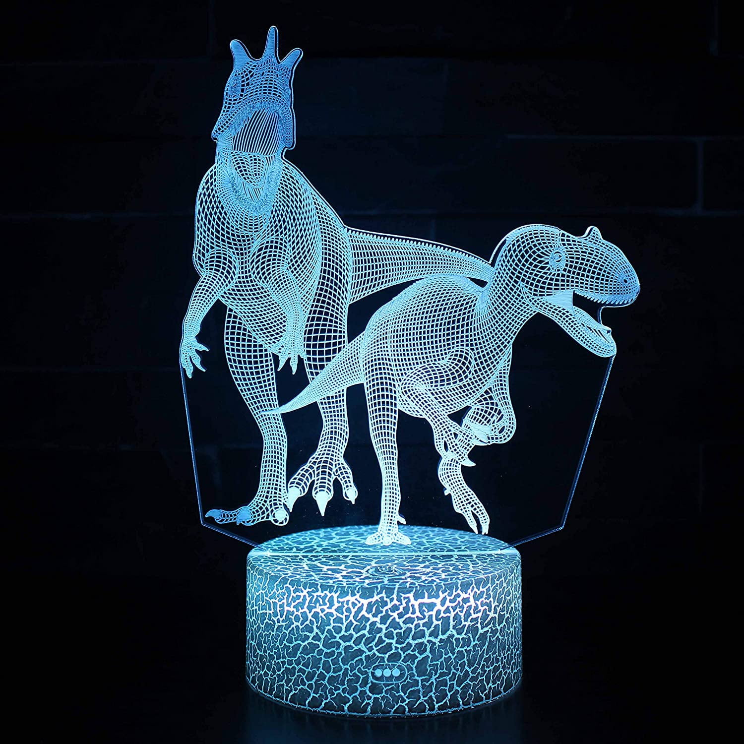 Dinosaur 3D Night Light 16 Color Change Lamp Acrylic Flat ABS Base USB Charger Home Decoration Toy Brithday Kid Children Gift