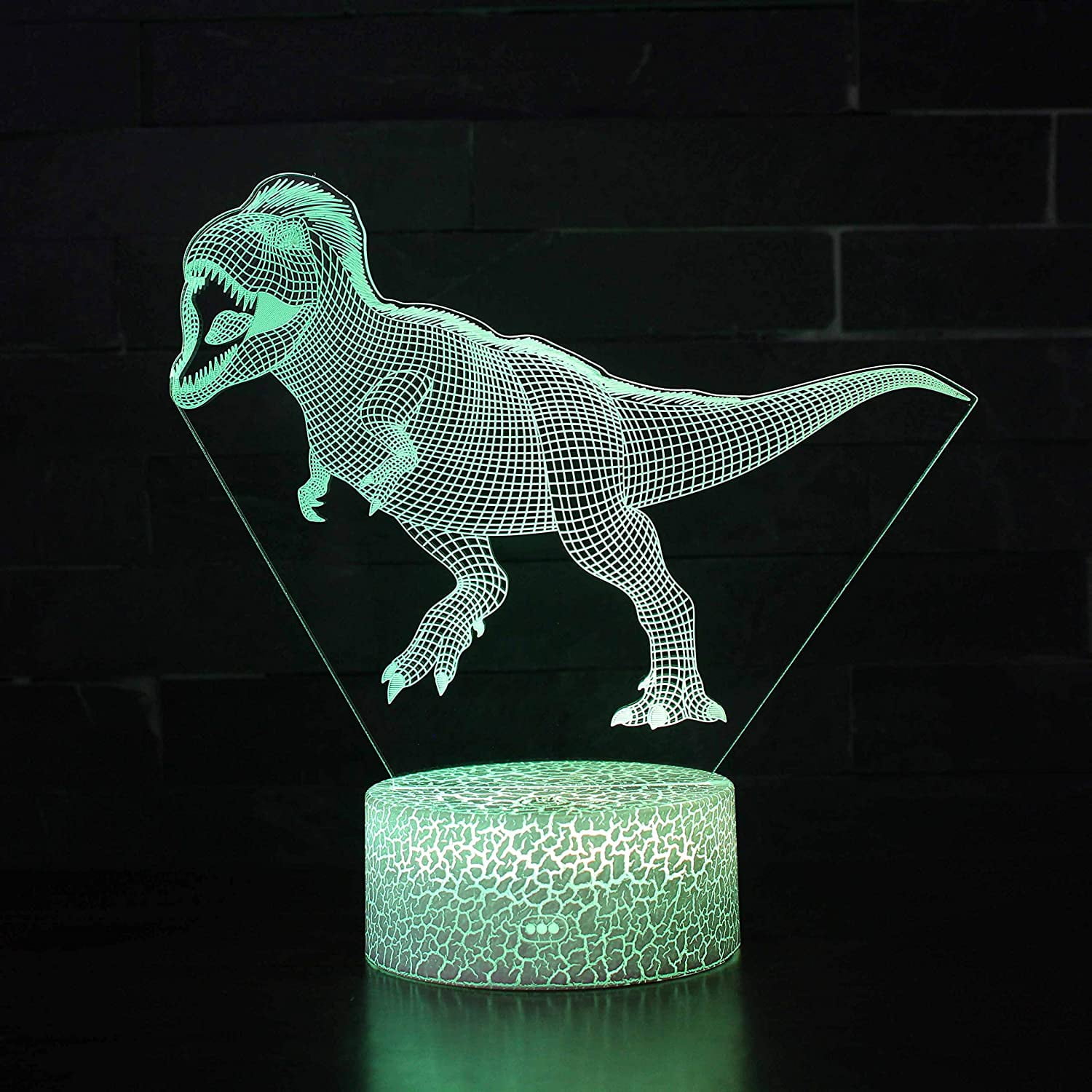 Dinosaur 3D Night Light 16 Color Change Lamp Acrylic Flat ABS Base USB Charger Home Decoration Toy Brithday Kid Children Gift