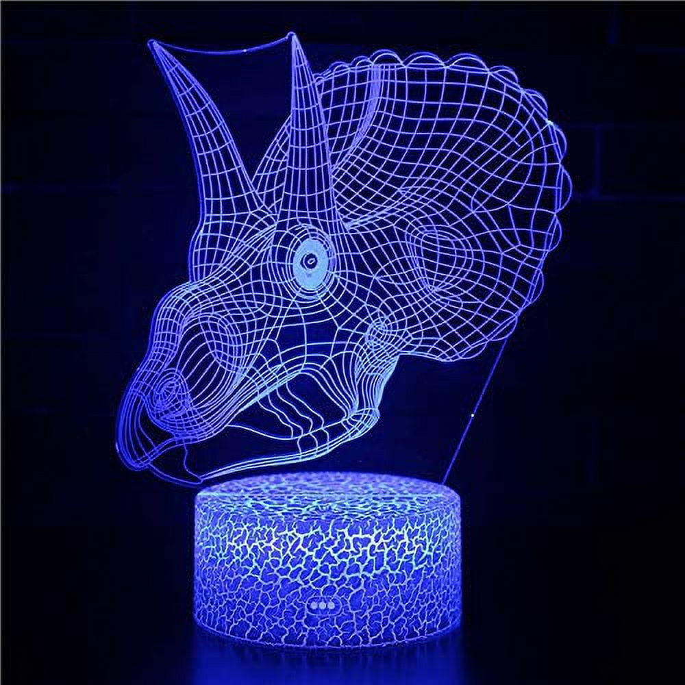 Dinosaur 3D Night Light 16 Color Change Lamp Acrylic Flat ABS Base USB Charger Home Decoration Toy Brithday Kid Children Gift