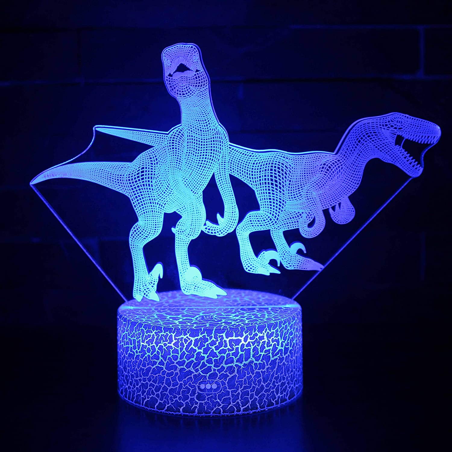 Dinosaur 3D Night Light 16 Color Change Lamp Acrylic Flat ABS Base USB Charger Home Decoration Toy Brithday Kid Children Gift