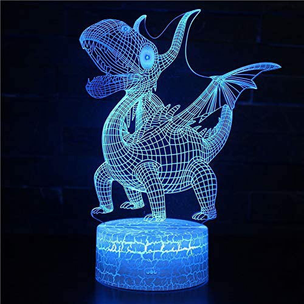 Dinosaur 3D Night Light 16 Color Change Lamp Acrylic Flat ABS Base USB Charger Home Decoration Toy Brithday Kid Children Gift