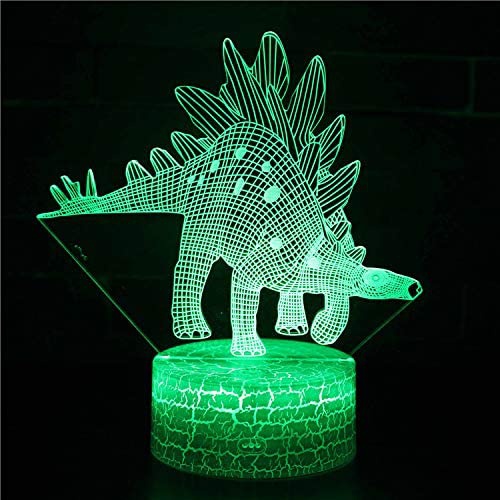 Dinosaur 3D Night Light 16 Color Change Lamp Acrylic Flat ABS Base USB Charger Home Decoration Toy Brithday Kid Children Gift