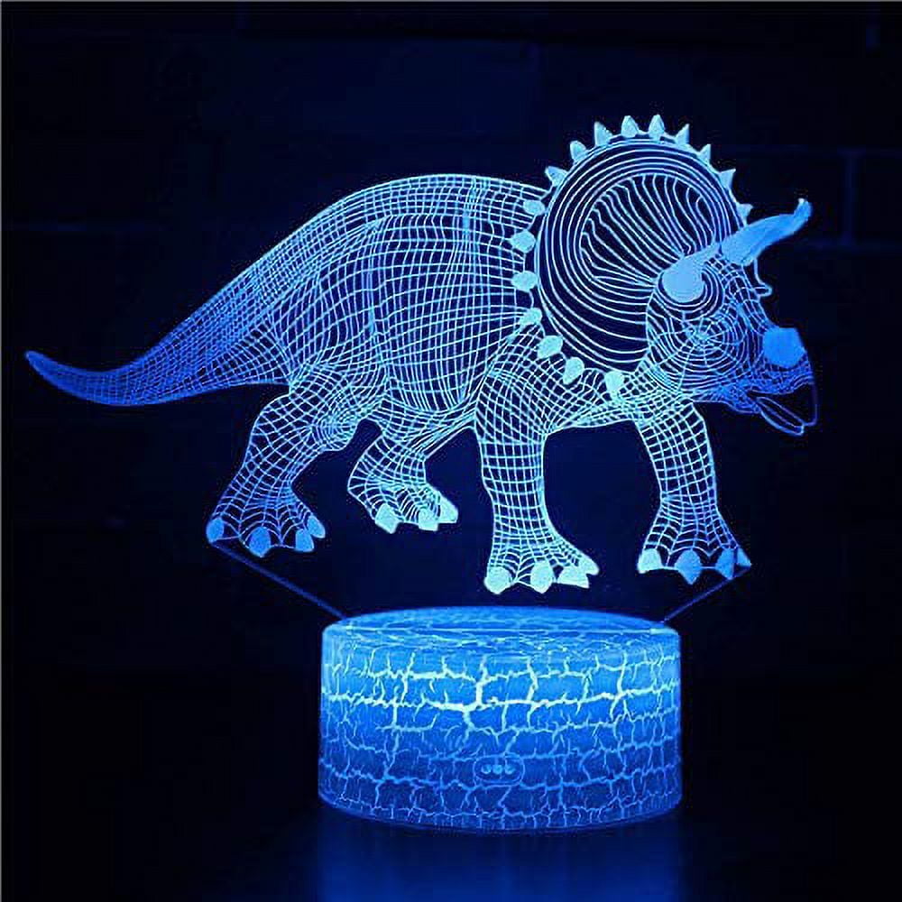 Dinosaur 3D Night Light 16 Color Change Lamp Acrylic Flat ABS Base USB Charger Home Decoration Toy Brithday Kid Children Gift