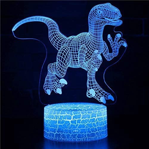 Dinosaur 3D Night Light 16 Color Change Lamp Acrylic Flat ABS Base USB Charger Home Decoration Toy Brithday Xmas Kid Children Gift