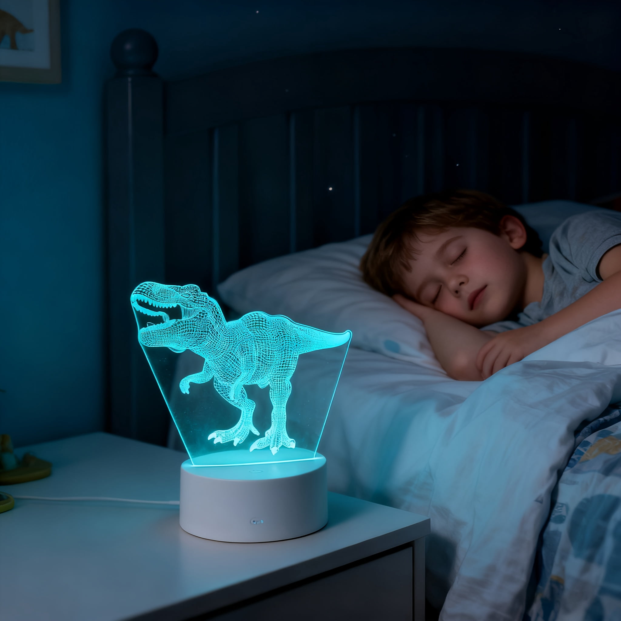 Dinosaur 3D Night Light 16 Colors Changing With Remote Touch Control Dimmable LED Lamp For Boys Kids Bedroom Ambient Mood Light Ideal Birthday Holiday Gift