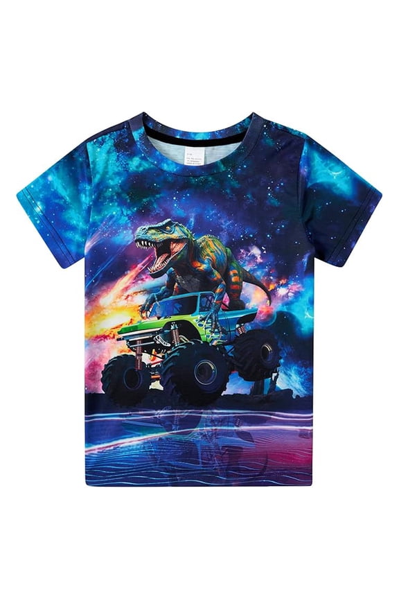 Dinosaur 3D Print Boys' Cool Pattern Tshirt Casual Short Sleeve T Shirt Blue 6 Y-7 Y