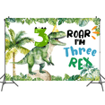thumbnail image 1 of Dinosaur 3rd Birthday Decor Backdrop Roar I Am Three Rex Dinosaur Party Banner Dinosaur Party Birthday Decoration Backdrop 5X3ft, 1 of 3