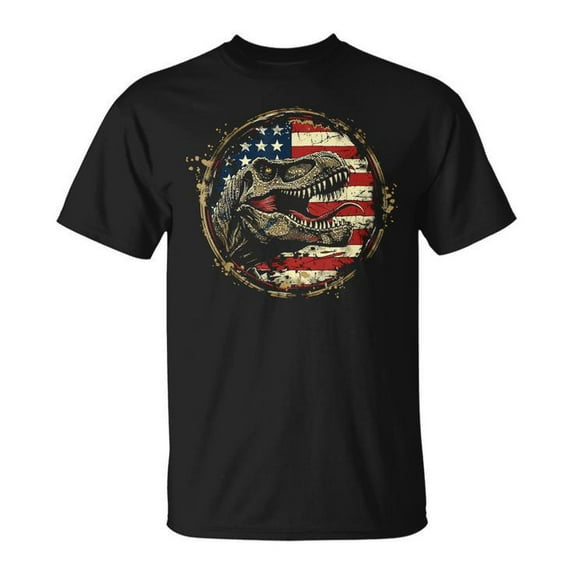 Dinosaur 4th of July American Flag Vintage Amerisaurus Rex T-Shirt, Patriotic USA Independence Day Graphic Tee, Retro Dinosaur July 4th Celebration Shirt, Red White and Blue Holiday Party Top