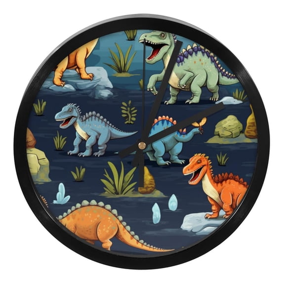 Dinosaur 9.8-Inch Round Wall Clock, Silent Non-Ticking Digital Clock, Battery Operated, Easy-to-Read for Bedroom Living Room Kitchen Bathroom, Home Decor Wall Clocks