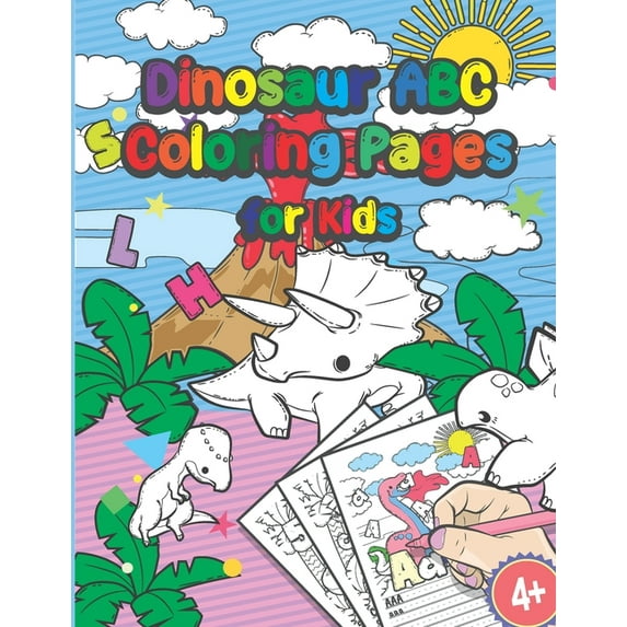 Dinosaur Abc Coloring Pages For Kids: Fine Motor Skills And Swing Exercises - Coloring Book Tracing The Alphabet A-Z - K, (Paperback)