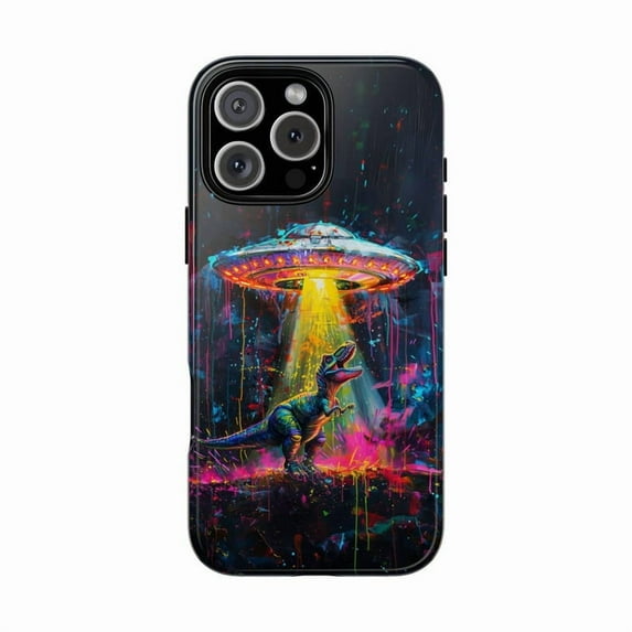 Dinosaur Abduction by UFO Spaceship Cosmic Humor Case with iPhone 17 to ...