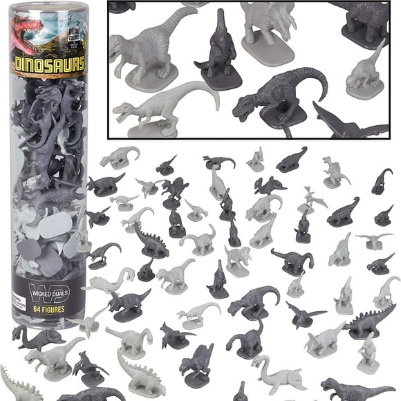 Dinosaur Action Figure Playset - 64 pc Toy Collection with 12 Unique Sculpts - Mini Dino Figurines for Party Favors, Dioramas, Decorations - Highly Realistic