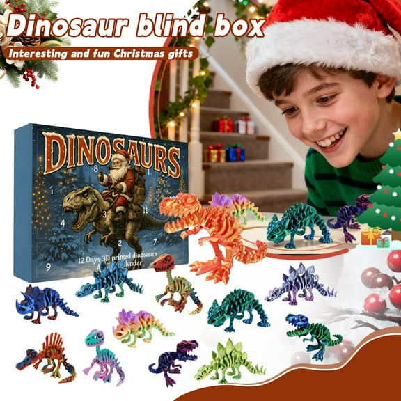 Dinosaur Advent Calendar With 12 Gifts, Dinosaur 12 Days Christmas Countdown Calendar Christmas Blind Box Decoration, Countdown Calendar With Surprise Toys