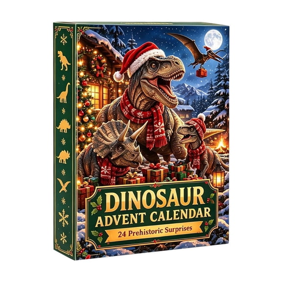 Dinosaur Advent Calendar 2026, 24-Day Christmas Countdown Calendar with 24 Mini Dinosaur Figures, Prehistoric Animal Surprise Collection for Holiday Decor, Stocking Stuffers and Dinosaur Lover Gifts