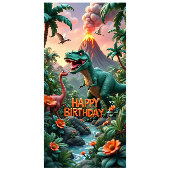 Dinosaur Adventure Banner Colorful Design Jungle Theme Roaring Dinosaur Backdrop for Kids Party Event Decoration Celebration