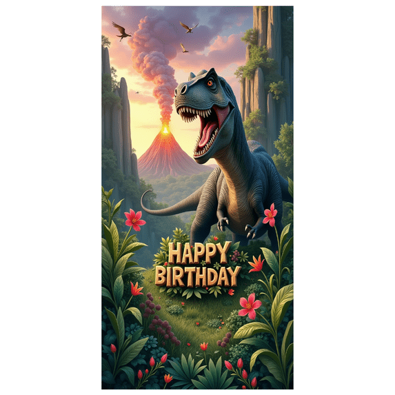 Dinosaur Adventure Banner Colorful Design Jungle Theme Roaring Dinosaur Backdrop for Kids Party Event Decoration Celebration