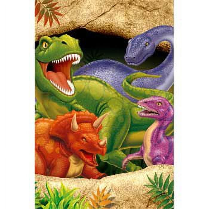 Creative Converting Dinosaur Adventure Table Cover - 54 X 108 Inches, Plastic, Multicolor Dino Design, 1 Count - View #2