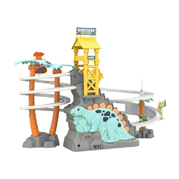 Dinosaur Adventure Track Set with Automatic Stair Climbing Action and Interactive Music Features for Kids Educational