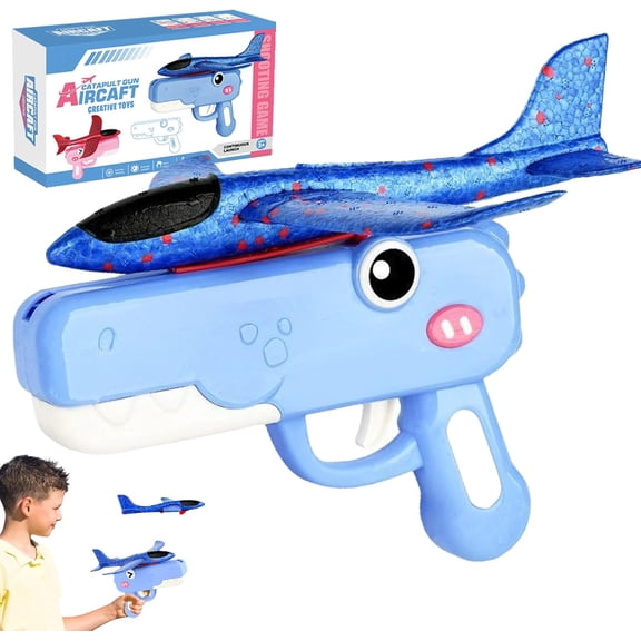 Dinosaur Airplane Launcher Toy,2026 New 9.5'' 2 in 1 Airplane Launcher Toys, Dinosaur Air Launcher with Foam Glider,for Backyard Park Beach Play