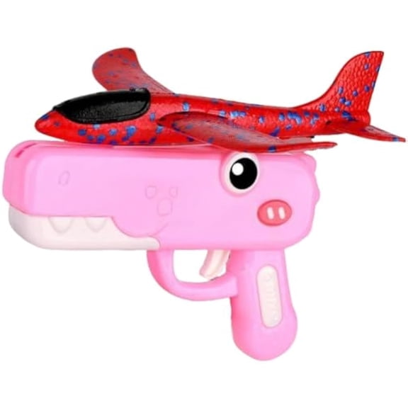 Dinosaur Airplane Launcher Toy, Airplane Toy, Foam Glider Catapult Plane, Foam Glider (Pink)