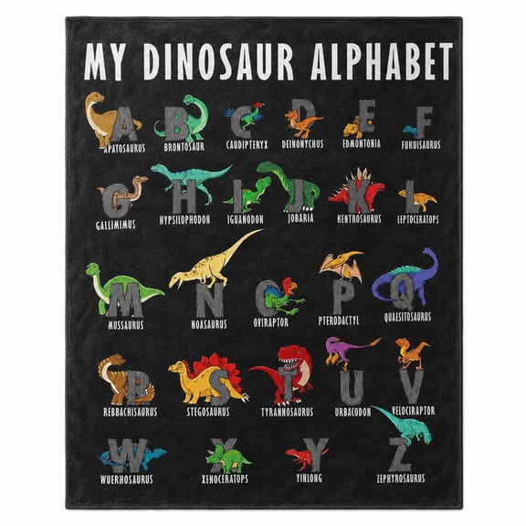 Dinosaur Alphabet Fleece Blanket, Soft 280 GSM Polyester Throw