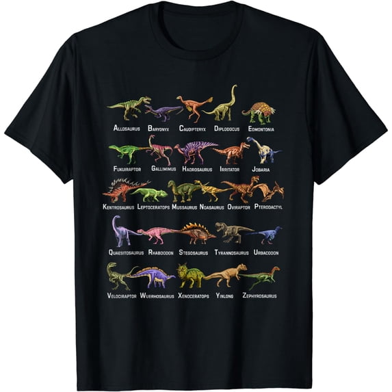 Dinosaur Alphabet Shirt Educational Dino Dinosaur Lover Womens Mens T-Shirt