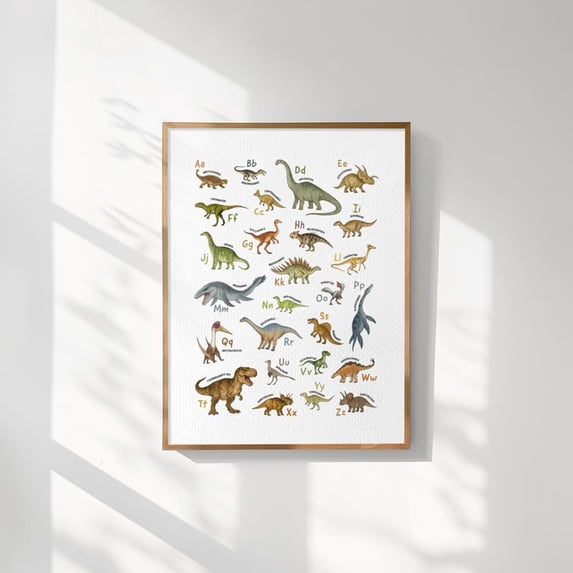 Dinosaur Alphabet Wall Art Print, Educational A To Z Nursery Decor ...