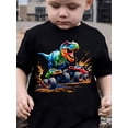 thumbnail image 1 of Dinosaur And Monster Trucks Graphic T Shirt For Boys Funny Cool Birthday Gift Unisex Short Sleeve Cotton Tee, 1 of 6